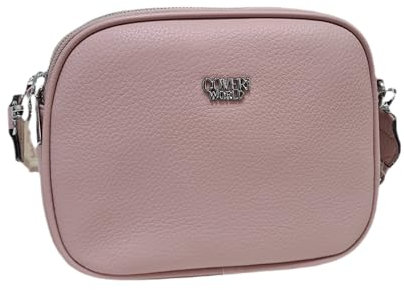 COVERI COLLECTION Borsa Donna Saponetta in Ecopelle Tracolla Regolabile/Removibile Tre Lampo Tre Scomparti Dimensioni: 24 X 18 X 7 cm. ART.9379 (ROSA)