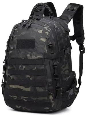 Suwequest Taktischer Rucksack für Herren, Outdoor, wasserdicht, Camping, Jagd, Trekking, Sporttasche, Softback, große Kapazität, Black CP