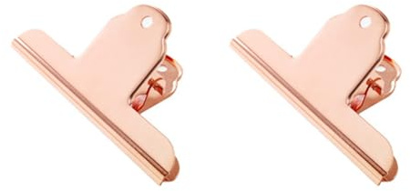 2Pcs Large Bulldog Clip, 100mm Stainless Steel Binder Paper Clamps Metal Hinge Clips for Home Kitchen Office School (Rose Gold)