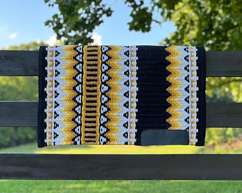 EQUIGEAR Western Show Horse Satteldecke aus neuseeländischer Wolle, Western-Design, handgefertigte Satteldecke, Wollpolster, Sensor Flex (Anpassung möglich), SX19 (34 x 36)