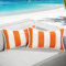 Lewondr Outdoor Kissenbezug, 2 Stück 30x50cm, wasserdichte Quadratische Zierkissenbezug mit Fransen, Gestreifte Dekorative Outdoor Kissenhülle für Garten Lounge Sofa Balkon, Orange