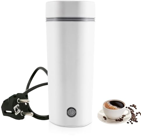 Mini Bouilloire Electrique,450 ML 220 V/300W Mug De Voyage Chauffant Electrique,Bouilloire Electrique Portable,3 En 1 Bouilloire Electrique De Voyage Pour Café,Lait,Thé(Blanc)