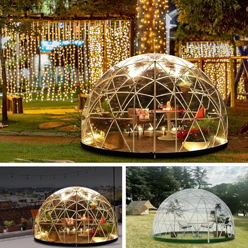3.6 * 2.2M Serra da giardino a cupola igloo, PVC Tenda a bolle con luci fatate, tenda a cupola geodetica per 4-8p, tenda a bolle da giardino, chiara tenda a cupola per cortile, Natale, feste