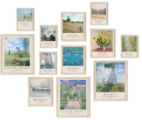 TWNSLLA Claude Monet Eclectic Wall Art,Monet Prints for Wall Decor,Impressionist Wall Art Canvas Prints for Bedroom,Monet Water Lilies Art Posters for Room Aesthetic,Classic Monet Gallery Wall Prints