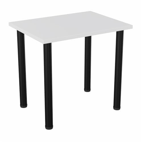 PLATAN ROOM Esszimmertisch Boston 80 x 60 cm, 100 x 60 cm Esstisch, Küchentisch, Bürotisch, Schreibtisch Kleiner Tisch Computertisch Eiche Artisan, Weiß (Weiß mit schwarzen Beinen, 80 x 60 cm)