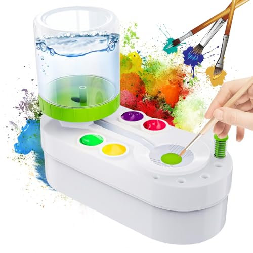 Prtoworior Brush Cleaner - Nettoyeur de pinceaux automatique avec circuit d'eau fluide - Pour acrylique, aquarelle, peinture à base d'eau