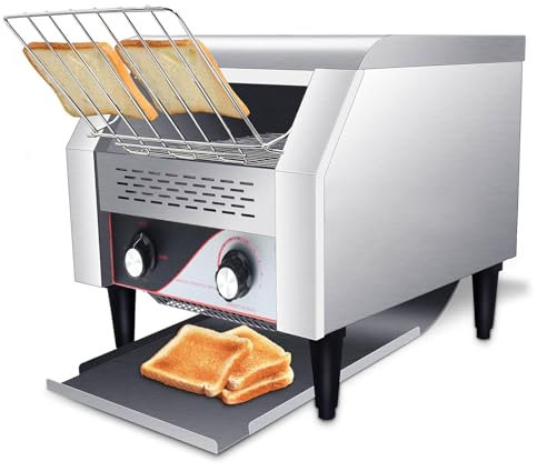 Dfdieratve Tostadora Comercial con Cinta Transportadora, Tostadora EléCtrica de Acero Inoxidable de 150/300/450 Rebanadas por Hora, para Uso DoméStico, Restaurantes y PanaderíA,300 Tranches/H