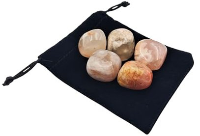 5 pierres agate fleur de cerisier naturelle - 5 cristaux agate fleur de cerisier polies avec propriétés énergétiques, agate fleur de cerisier polie (agate fleur de cerisier, 5 pièces)