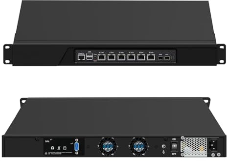 PeeliCeeli 19 Zoll Firewall Appliance E3-1230V3, 6 x Gigabit LAN 1U Rackmount Server with 2 Port SFP+ 10GbE, B85/Z87 Network Router PC with VGA, Console, Barebone, NO RAM/SSD/OS