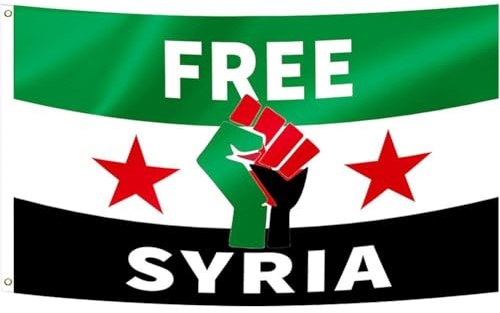 HiyyFloy Kostenlose Syrische Armee-Flagge, Syrische DREI-Sterne-Flagge, Banner Zum Aufhängen, Heimdekoration, Flaggen, Armee Von Syrien, Banner Zwei Metallösen