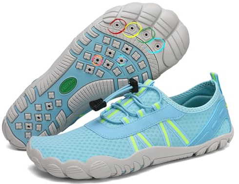 SAGUARO Chaussures Aquatiques Femmes Hommes Séchage Rapide Barefoot Chaussure de Plage deau pour Mer Piscine Surf Nautiques Riviere Baignade Bleu Ciel Clair,GR.43