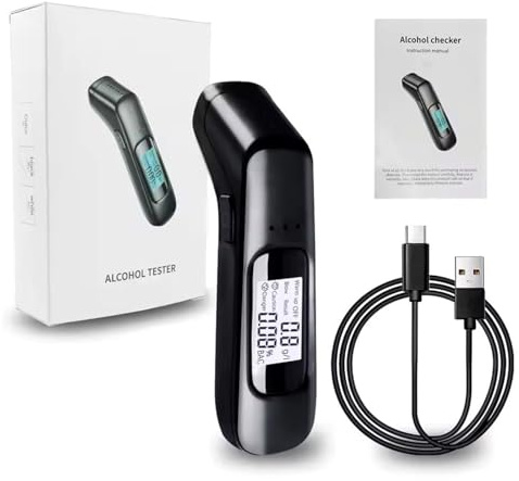 K2 STORE - Etilometro Certificato Portatile con Display LCD, Alcooltest Rapido e Preciso per Conducenti, Ricaricabile via USB, Analizzatore di Alcol nel Respiro ad Alta Precisione