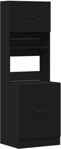 vidaXL Küchenschrank, Küchenzeile mit Türen Schubladen, Hochschrank für Küche Restaurant Hotel, Küchenmöbel, Modern, Schwarz Holzwerkstoff