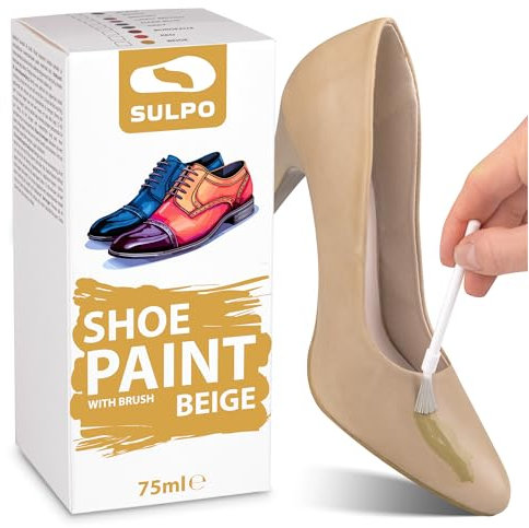 SULPO Schuhfarbe - Lederfarbe Beige 75 ml - Ideal für genarbtes Leder Pflege - Effektive Lederpflege Für Schuhe, Taschen Und Accessoires