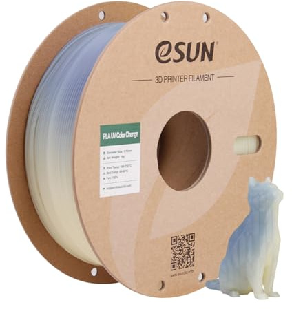 eSUN UV Farbwechsel PLA Filament 1.75mm,UV Wechsel Blau,1KG | Maßgenauigkeit +/- 0.05mm, 1KG Spule (2.2 LBS) für 3D Drucker