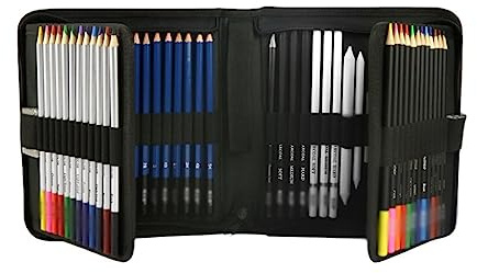 Crayons d'art, Ensemble de 54 Crayons de Couleur hydrosolubles à l'huile, 12 Crayons de Couleur for Dessin et Peinture