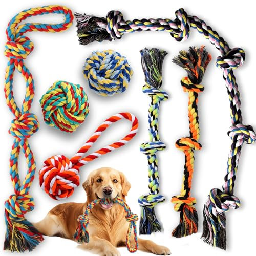 Ryvaxxi Dog Rope Toys for Aggressive Chewers Medium Large Breed, Heavy Duty Pet Chew Toy Set,Teeth Cleaning & Tug of War for Dog Interactive Toys