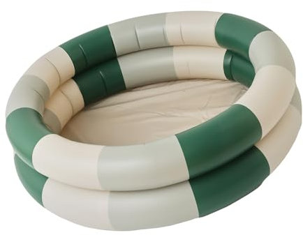 Oceanside Piscine de Balle pour Enfants en Oceanside, Pool Rond Portable avec Clôture, Bandes Vertes Rétro Piscine Gonflable pour L'Intérieur, Extérieur