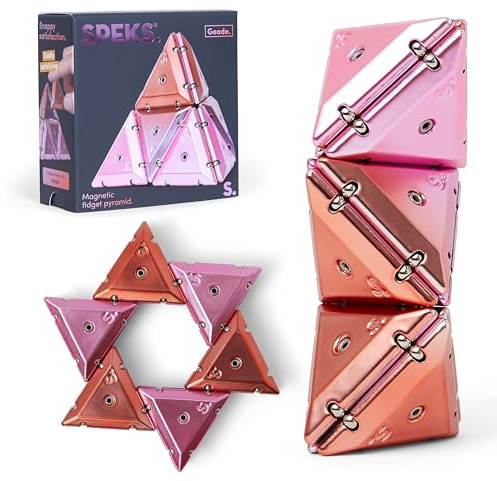 Speks Geode Magnetic Fidget Toy, Pyramid, Chrome Pink | Sensory Desk Toy for Adults & Teens 14+, Stress Relief Gift, Fidget, Magnetic Fidget Toys