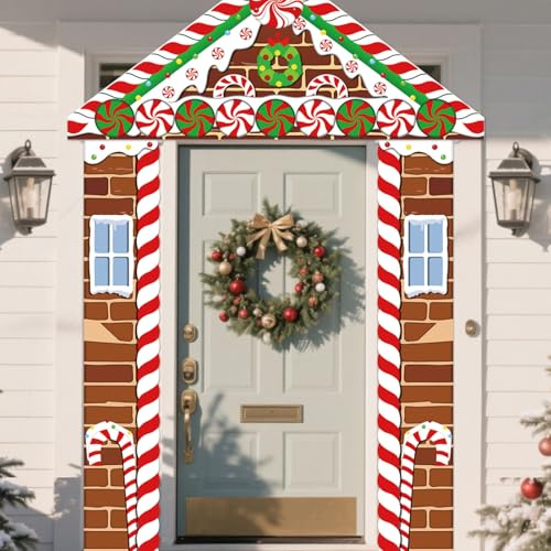 3 Piezas Pancartas de Navidad 180cm, Decoración Navideña para Porche, Guirnalda de Puerta de Adornos Navideños, Pancarta Navidad Exterior, Decoración Navideña para Puerta