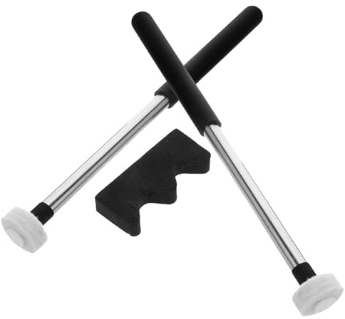 Filz Drumsticks mit Halterung, 2 Paar, für Rahmen und Klangschalen | Aluminiumlegierung und Gummi, Filzkopf, Schwarz, für Home Practice und Meditation, 1,94 Oz