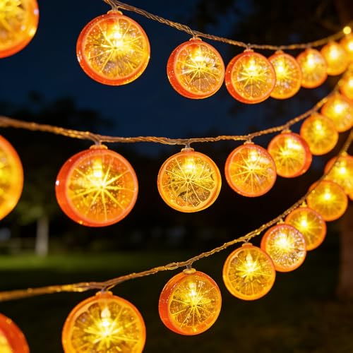 Auzlya Lichterkette Orange,3M 20 LED Orangenscheiben Lichterkette | Orange Slices Lichterkette,Lichterkette Zitronen,für Wohnzimmer,Schlafzimmer,Party,Hochzeit,Bar,Weihnachtsfeier