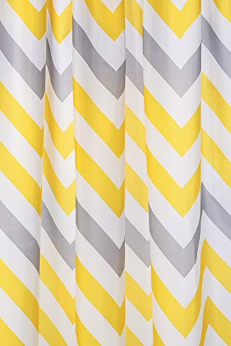 Croydex gelb & grau Chevron Textil-Duschvorhang mit Hygiene 'N' Clean, gelb/grau