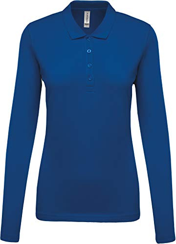 Ladies’ Long-Sleeved piqué Polo Shirt - Light Royal Blue, 3XL, Ladies
