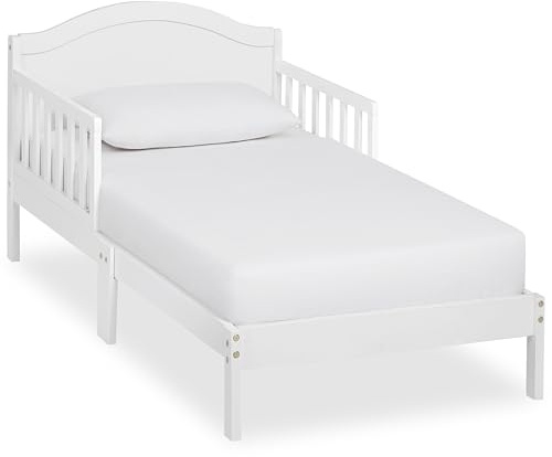 Dream On Me Sydney Toddler Bed in White, Greenguard Gold Certified, BSA Certified, Low To Floor Design, Non-Toxic Finish, Safety Rails, Made Of Pinewood