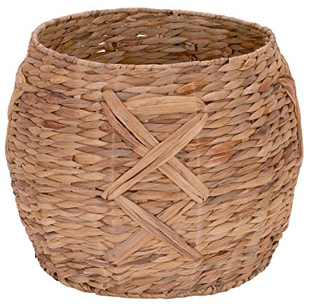 Household Essentials ML-4112 Hyacinth Round Floor Basket, X-Design, Brown