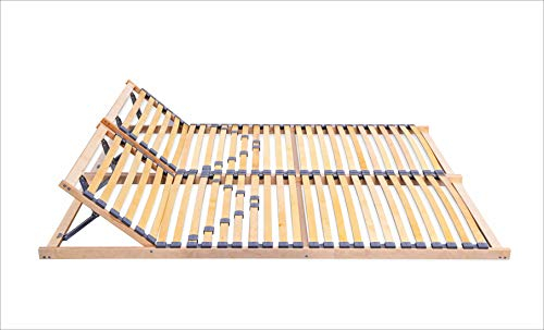 ECOFORM Lattenrost mit Integrierter KOPFTEILVERSTELLUNG und Härtegradregulierung 120/140/160/180/200x200cm, Federholzrahmen Bettrahmen, Kopfteil Verstellbar - vom Hersteller (160 x 200 cm)