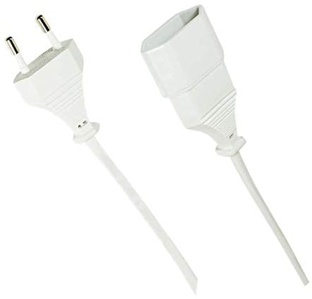 odedo Euro Verlängerungskabel Kabelverlängerung Stromkabel Verlängerung CEE 7/16 Typ-C-Stecker Eurostecker auf Typ-C Euro Buchse TV PC Computer Monitor Lampe Haushaltsgeräte PS5 (1m Weiß)