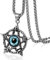 JewelryWe Schmuck Edelstahl Böse Auge Stern Pentagramm Runde Anhänger mit 22 Zoll Kette, Retro Halskette für Herren, Blau Silber