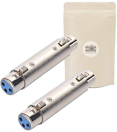 Adaptout 2x Connettore accoppiatore XLR 3 poli pin femmina/femmina per cavo prolunga estensione - Connettore stereo in ABS e metallo marca francese