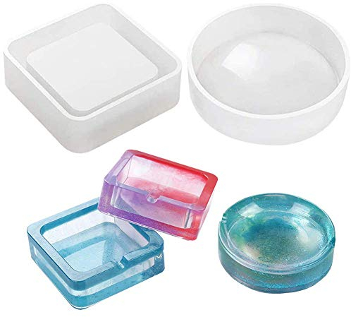 issdem Ashtray Molds for Resin Casting - Square & Round Large Size Resin Art Molds