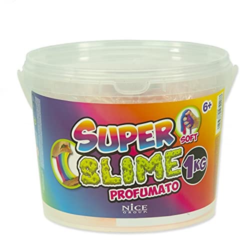 Nice Group - SUPER SLIME GIGANTE, gioco creativo per sfide tra bambini, Kit Slime da 1 kg con colla, applicatore, paillettes, gemme colorate - 47018