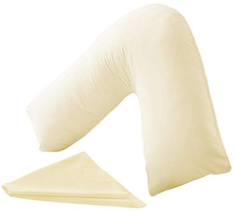 CnA Stores Orthopaedic V-Shaped Pillow Extra Cushioning Support For Head, Neck & Back (Cream, V-pillow With Cover)