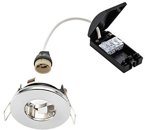 Saxby - Fire Rated 1 Light Bathroom Recessed Light Chrome Plate, Glass IP65 79980