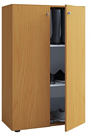 VCM Holz Besenschrank | 4 Fächer | Haushaltsschrank | Maße: B. 70 x H. 111 x T. 38 cm | 2 Drehtüren – Lona L