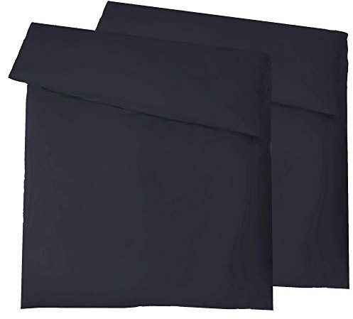 aqua-textil Luxury Bettwäsche zum Kombinieren Doppelpack 155 x 220 cm Deckenbezug dunkel blau Baumwolle Mako Satin Bettbezug