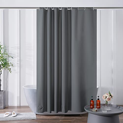 Furlinic Rideau Douche 180x200cm Gris Foncé Anti Moisissure Imperméable avec Bloc de Verre en Bas Rideau de Baignoire avec 12 Crochets