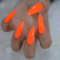 CSCH False Nails Neon Fake Nails Extremely Long Bright Orange Shiny Press On Nail Carnival Style Decoraion Manicure Tips Salon Nails 24