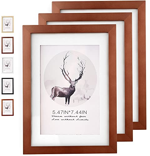 Rieeyrslza Holz Fotorahmen 3er Set Klassiker Hölzernes Bilderrahmen Home Dekoration Langlebig Photo Frame 9 x 13 Zoll (Nussbaum)