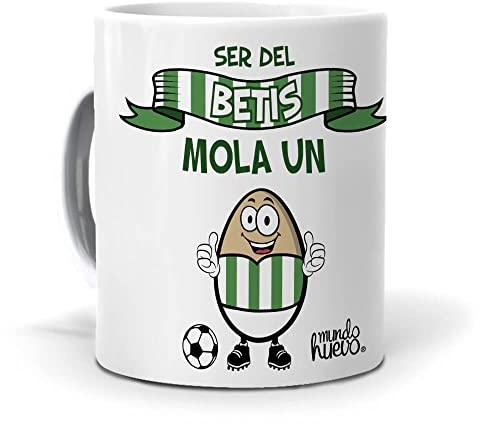 Taza Fútbol | Ser del Betis Mola un Huevo | Regalo Original para Verdaderos Béticos Aficionados del Fútbol | Cosas de Fútbol Niños | Regalo Mundial Futbolistas | Balón de Fútbol | Taza de Cerámica