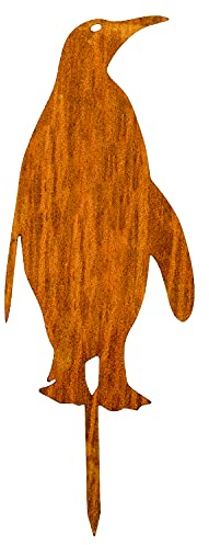MM Steel Styles Edelrost Pinguin Beetstecker-Rostdeko/Teichdeko aus hochwertigem Cortenstahl für Garten, Teich - Gartendeko rost