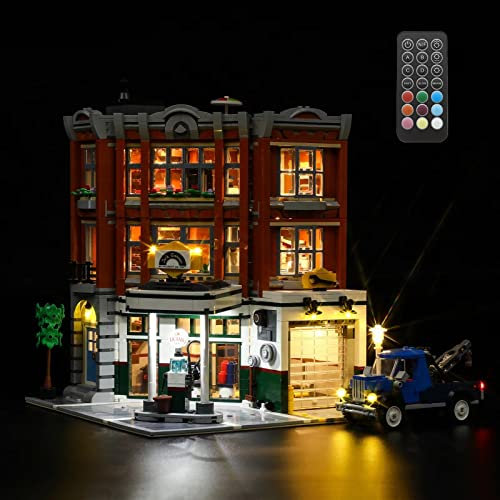 GEAMENT LED Licht-Set (Fernbedienung) Kompatibel mit Lego Eckgarage - Beleuchtungsset für Creator 10264 Baumodell (Modell-Set Nicht enthalten)