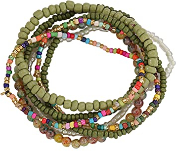 Damen Böhmische Stretch Perlen Armbänder, Boho Bunte Perlen Armbänder Mehrreihiges Beads Armreifen Armband Stapelbar Armband Set Multicolor Schmuck für Frauen und Mädchen