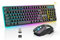 A.jAZZ Wireless Gaming Keyboard and Mouse Combo,Full Size 12 RGB Chroma Backlit Keyboard,Rechargeable 4200mAh Mechanical Feel USB/Type-C Dual Receiver Silent Mice,for PC,Mac,Laptop,PS4,PS5,Xbox,Black