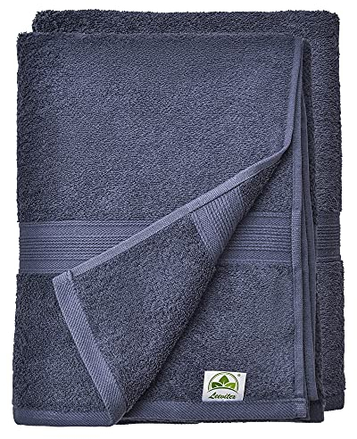 leevitex® Handtuch-Set, flauschig und saugstark, 2 Duschtücher, 70 x 140 cm, Qualität 500 g/m², 100% Baumwolle - Navyblau
