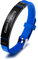INBLUE Bracciale con Targhetta Personalizzata Nome/Citazione Targhetta in Acciaio Inossidabile Bracciale Regolabile in Silicone per Uomo Donna (Cinturino Blu e Etichetta Nera)